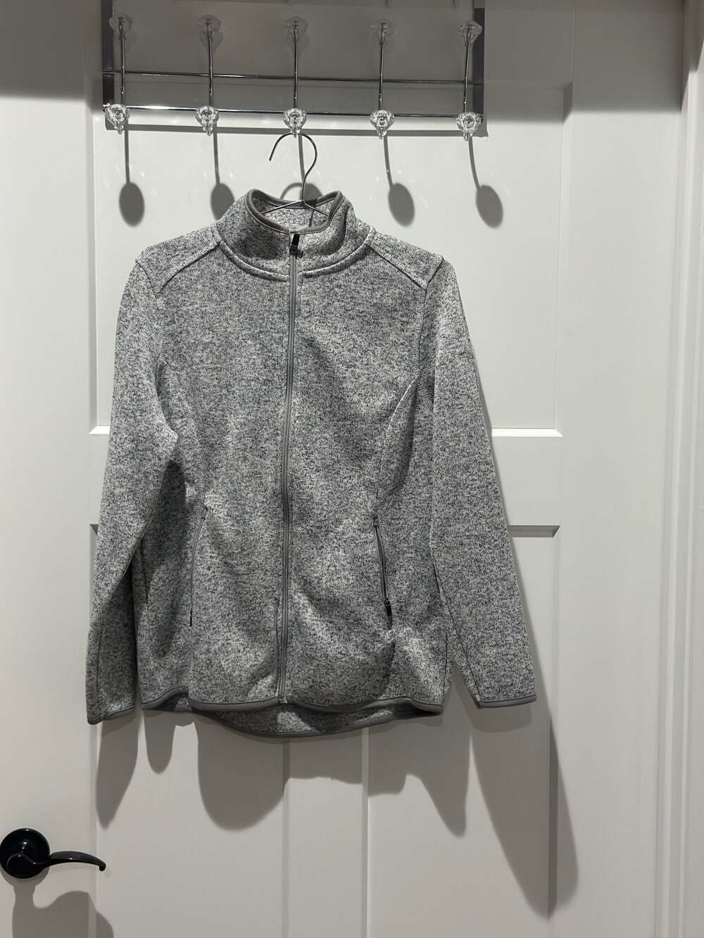 Como Vintage Women's Gray Marled Knit Full Zip Jacket Size S